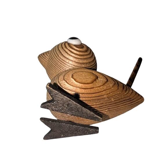 Vintage 1960's MCM Cryptomeria Japanese Cedar Wood Hand Carved Bird 2.75 inch - Picture 5 of 5